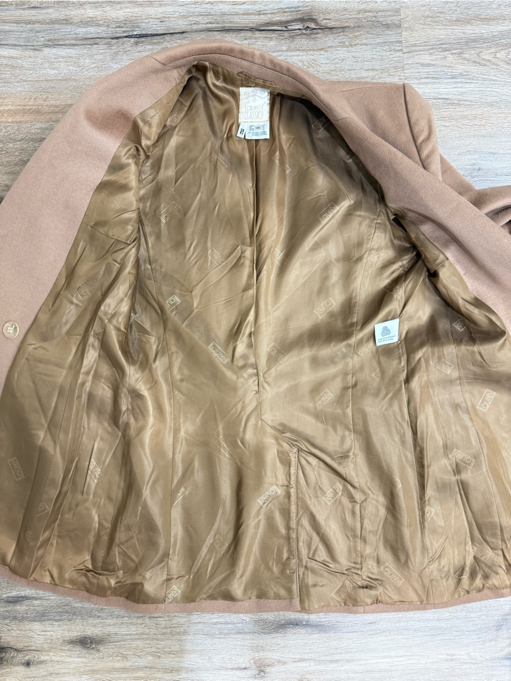 Laurel Classics 100% Cashmere Old Money Longline Blazer Dress Camel Double Breas - Picture 12 of 12